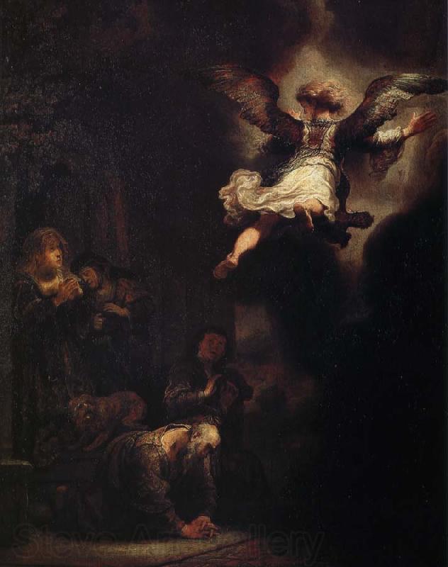 Rembrandt van rijn arkeangeln rafael lamnar tobias familj Spain oil painting art